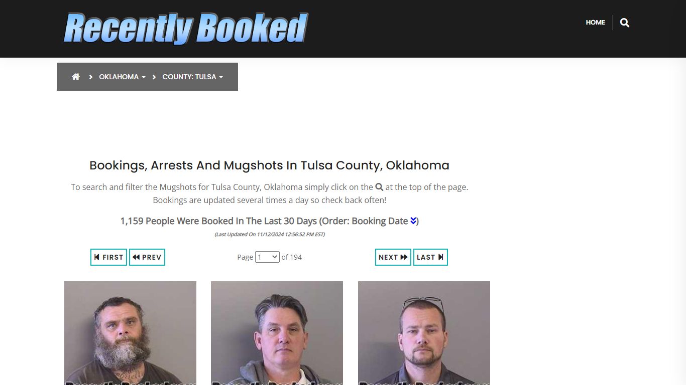 Bookings, Arrests and Mugshots in Tulsa County, Oklahoma - Recently Booked