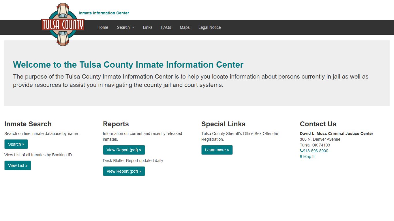 Tulsa County, Oklahoma - Home Page - Inmate Information Center