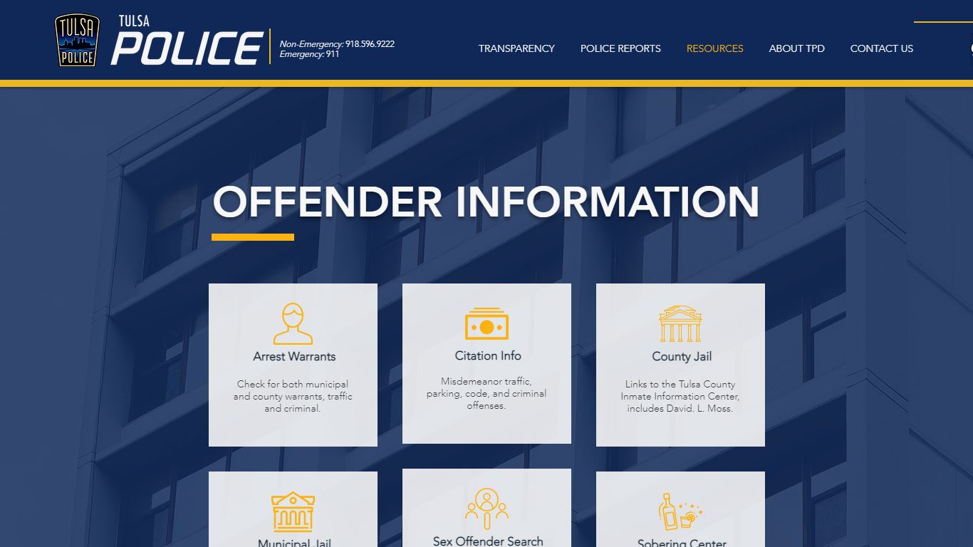 Offender Information | Tulsa Police Department